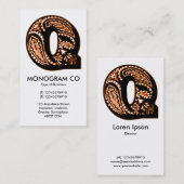 Carte De Visite Monogramme Paisley - Q (Devant / Derrière)