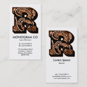 Carte De Visite Monogramme Paisley - R (Devant / Derrière)
