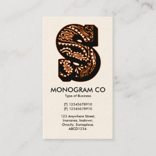 Carte De Visite Monogramme Paisley - S