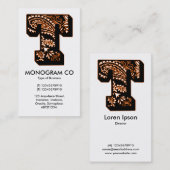 Carte De Visite Monogramme Paisley - T (Devant / Derrière)