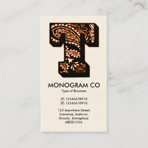 Carte De Visite Monogramme Paisley - T