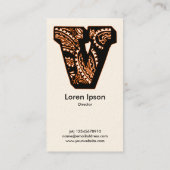Carte De Visite Monogramme Paisley - V (Dos)