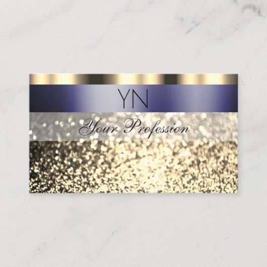 Carte De Visite Monogramme Parties scintillant brillante en or fon (Devant)