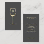 Carte De Visite Monogramme Parties scintillant de sommelier (Devant / Derrière)