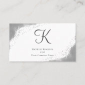 Carte De Visite Monogramme Parties scintillant gris argent glam te (Devant)