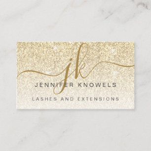 Carte De Visite Monogramme Parties scintillant or Lashes Glam
