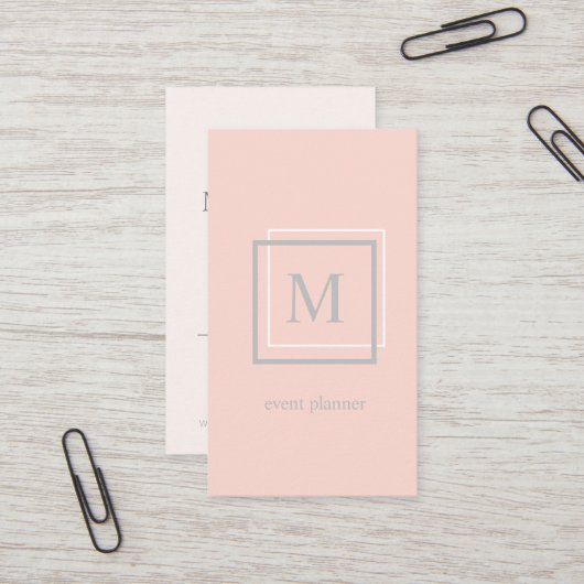 Carte De Visite Monogramme Pastel Moderne Rose Et Gris (Devant/Arrière en situation)