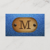 Carte De Visite Monogramme | Patch en cuir Brown Denim (Devant)