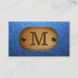 Carte De Visite Monogramme   Patch en cuir Brown Denim