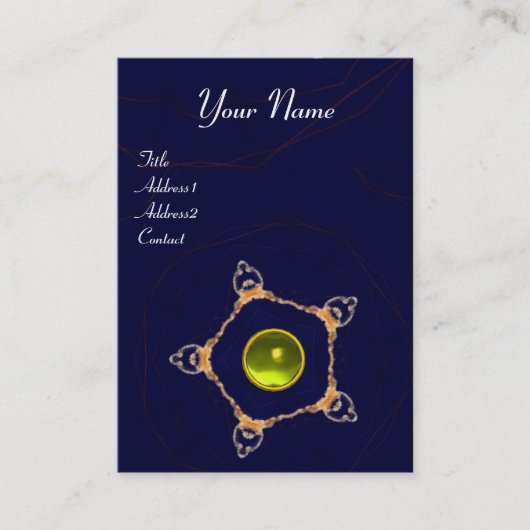 Carte De Visite Monogramme PENTAGON, topaz jaune, bleu (Devant)