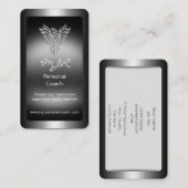 Carte De Visite Monogramme, Personal Trainer, look argent Phoenix (Devant / Derrière)