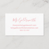 Carte De Visite Monogramme personnalisable moderne rose (Dos)