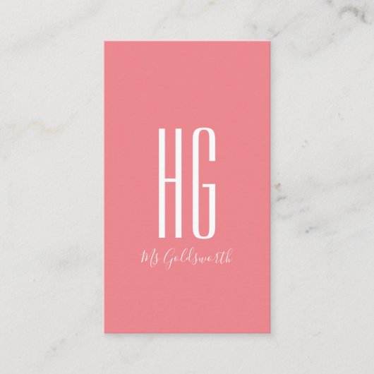 Carte De Visite Monogramme personnalisable moderne rose (Devant)