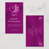 Carte De Visite monogramme personnalisé, coeur stylisé et Roses (Devant / Derrière)