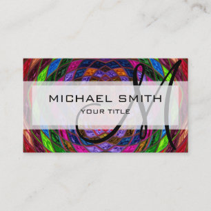 Carte De Visite Monogramme personnalisé de Motif de mosaïque Abstr