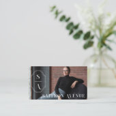 Carte De Visite Monogramme Personnalisé Élégant Minimal Crest Phot (Debout devant)