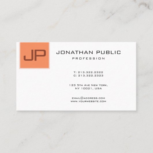 Carte De Visite Monogramme personnalisé Élégant moderne minimalist (Devant)