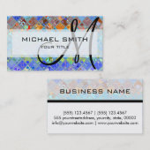 Carte De Visite Monogramme personnalisé en mosaïque Abstraite colo (Devant / Derrière)