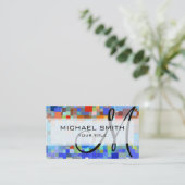 Carte De Visite Monogramme personnalisé en mosaïque colorée (Debout devant)