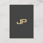 Carte De Visite Monogramme personnalisé Luxe initial Noir & Or Pui (Dos)