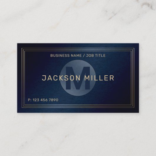 Carte De Visite Monogramme personnalisé marine moderne (Devant)