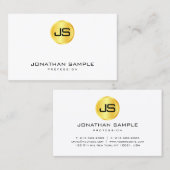 Carte De Visite Monogramme personnalisé Modèle or look blanc moder (Devant / Derrière)