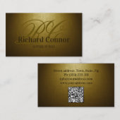 Carte De Visite Monogramme personnalisé Nota Public Gold (Devant / Derrière)
