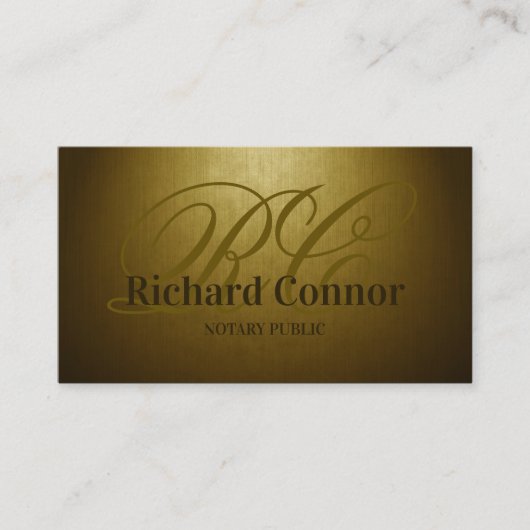Carte De Visite Monogramme personnalisé Nota Public Gold (Devant)