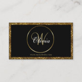 Carte De Visite Monogramme personnalisé Parties scintillant noir e (Dos)