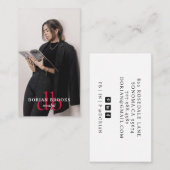 Carte De Visite Monogramme photo de modèle professionnel moderne e (Devant / Derrière)