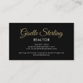Carte De Visite Monogramme photo noir Realtor QR Code (Dos)