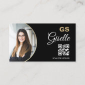 Carte De Visite Monogramme photo noir Realtor QR Code (Devant)