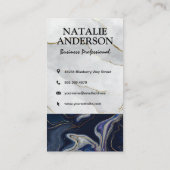 Carte De Visite Monogramme | Pierre violet bleu blanc | Gold Flake (Dos)