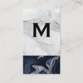 Carte De Visite Monogramme | Pierre violet bleu blanc | Gold Flake (Devant)