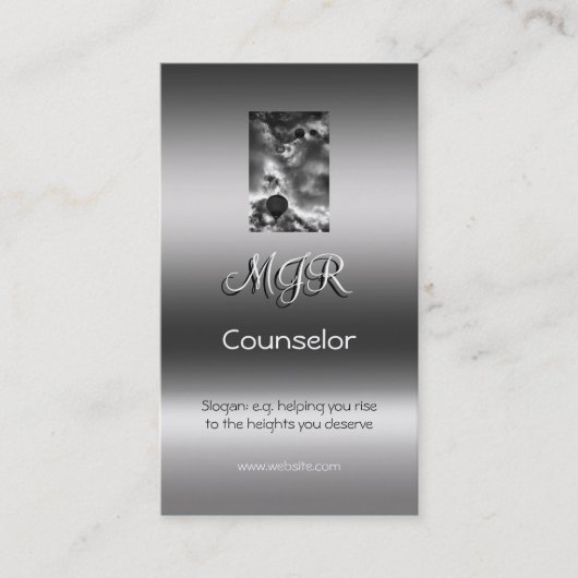 Carte De Visite Monogramme, Pile de ballon à air chaud, effet méta (Devant)