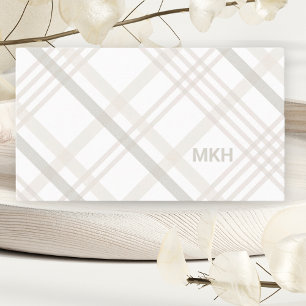 Carte De Visite Monogramme Plaid Professionnel Minimaliste