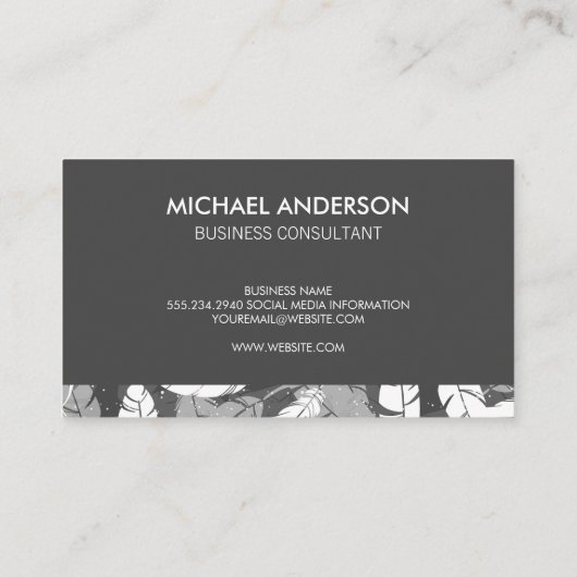 Carte De Visite Monogramme | Plumes | Code QR (Dos)