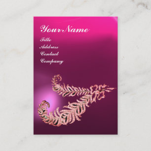 Carte De Visite MONOGRAMME PLUMES DE DIAMANT, Rose Fuchsia Violet