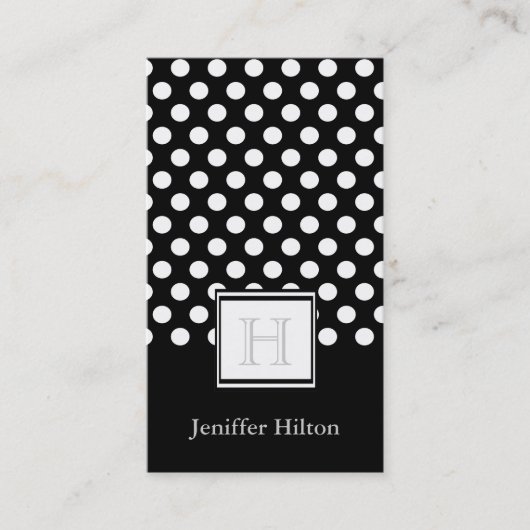 Carte De Visite monogramme pois chic professionnel (Devant)