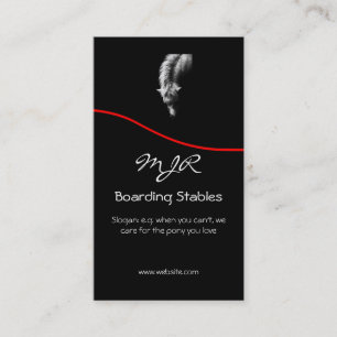 Carte De Visite Monogramme, portrait de poney, bruissement rouge