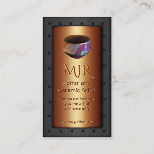 Carte De Visite Monogramme, potier, cuivre à charpente d'acier (Devant)