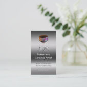 Carte De Visite Monogramme, Potter, Artiste céramique, effet métal (Debout devant)