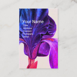 Carte De Visite Monogramme POURPRE BLEU ÉLÉGANT d'IRIS