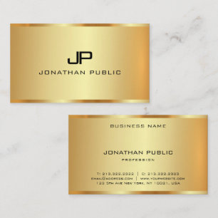 Carte De Visite Monogramme Première Gold Look Moderne Premium Soie