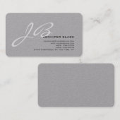 Carte De Visite Monogramme Premium gris blanc arrondi coin (Devant / Derrière)