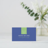 Carte De Visite Monogramme Prépa Bleu Blanc Vert Professionnel (Debout devant)