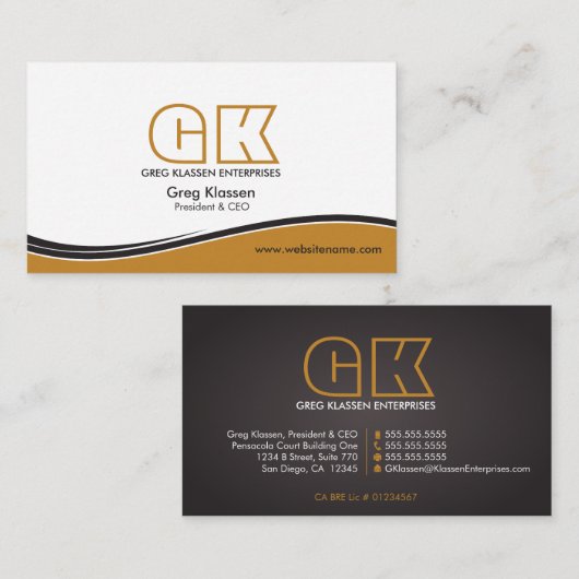 Carte De Visite Monogramme professionnel (Devant / Derrière)