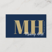 Carte De Visite Monogramme professionnel bleu marine simple (Devant)