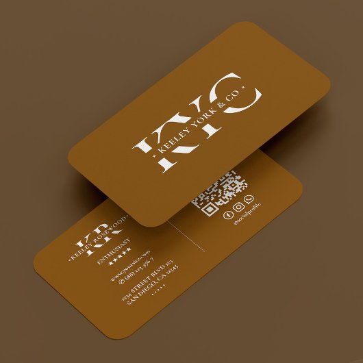 Carte De Visite Monogramme professionnel Chocolat Brown moderne