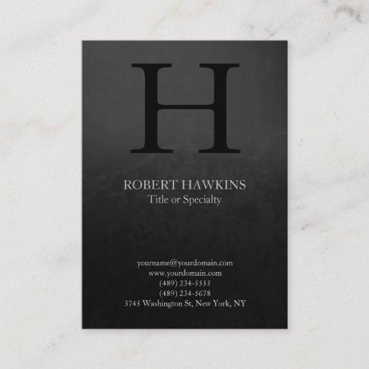 Carte De Visite monogramme professionnel chubby moderne gris noir (Devant)